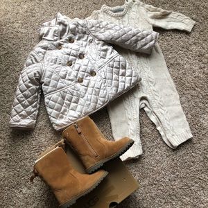 Baby Gap winter jacket,UGG boots size 7, jumpsuit